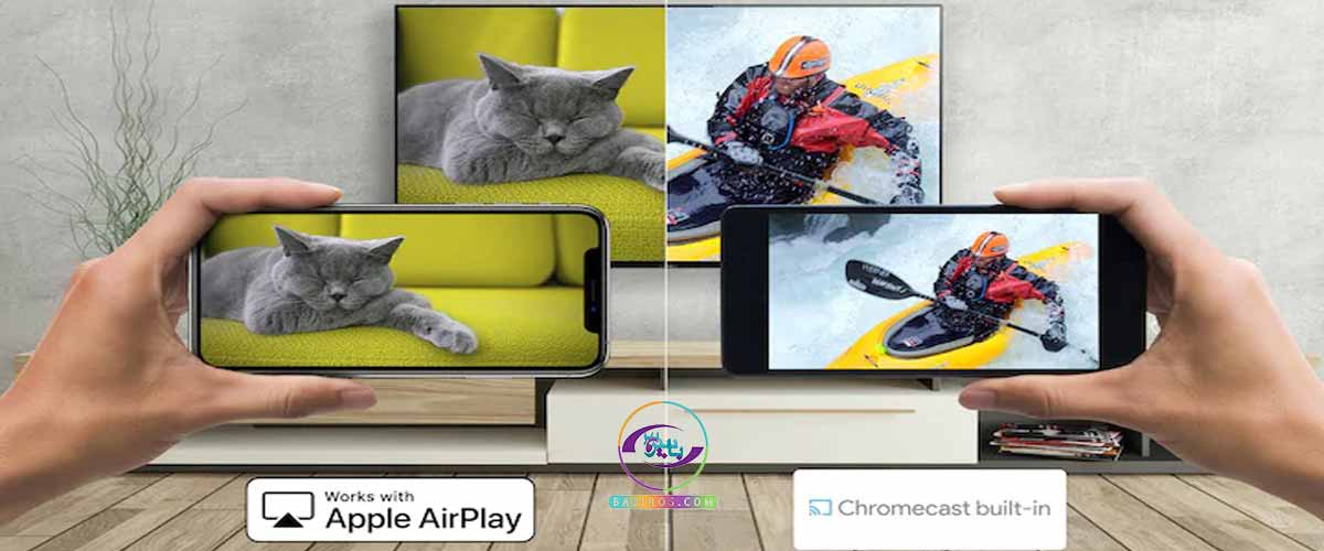 اکان انتقال صفحه‌ی دستگاه‌های مختلف به تلویزیون X85J سونی از طریق Chromecast  و AirPlay